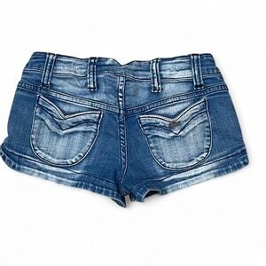 y2k low rise mini shorts with cute red stitching detail